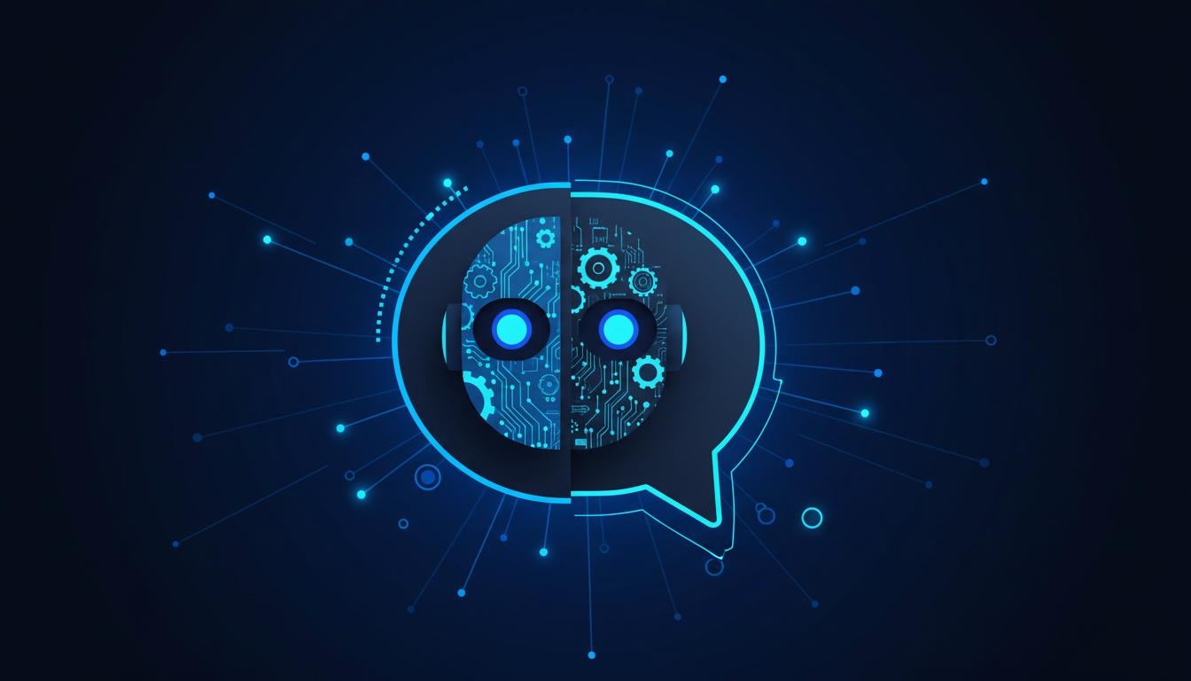 Ilustração futurista de um bot inteligente com engrenagens