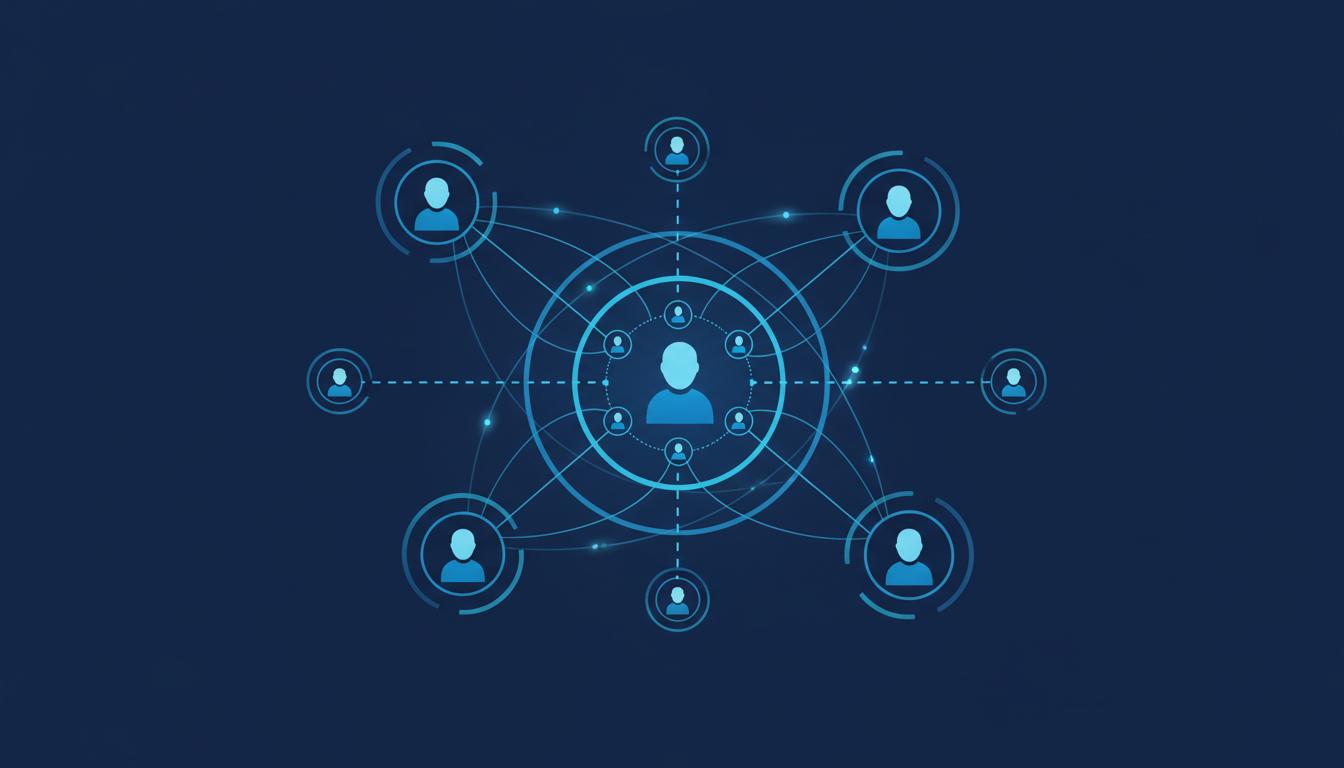 Ilustração de rede de pessoas em canais do Telegram